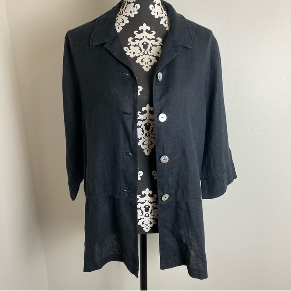 Harve Bernard Linen Button Front Lagenlook Shirt - Picture 2 of 14